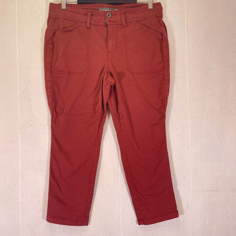Sz 12 Woman's Torrid Feel the Fit Jeans Red/Peach 34 x 32 Great Condition